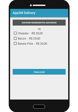 Adicionar Ingredientes Adicionais App5M Delivery